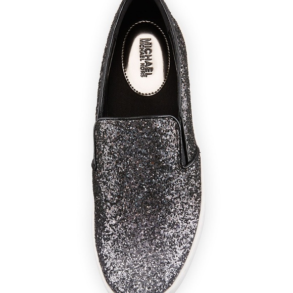 MICHAEL KORS KEATON  SNEAKERS GLITTER GUNMETAL NWT - Picture 6 of 8